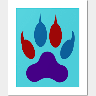 multi color wolf paw Posters and Art